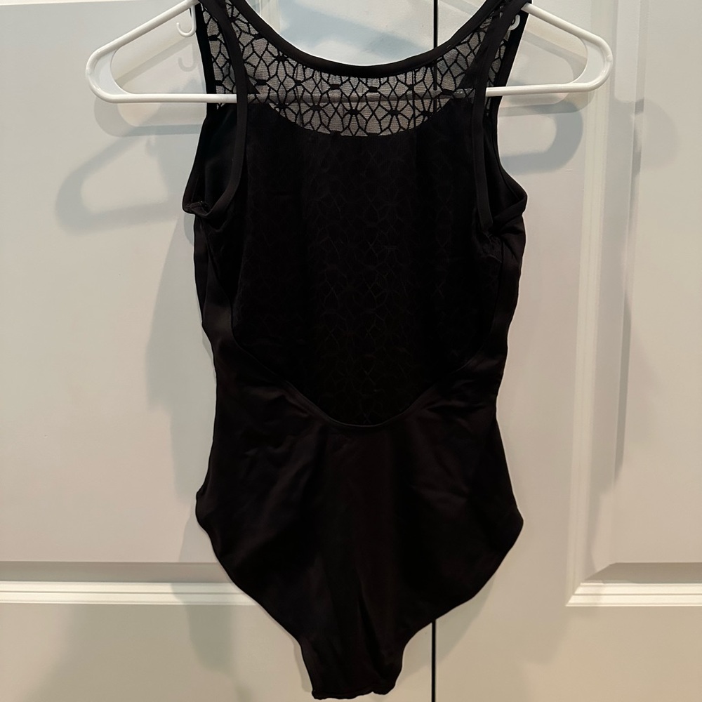 Black Leotard Size Small Mesh Patterned Back